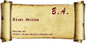 Bien Anina névjegykártya